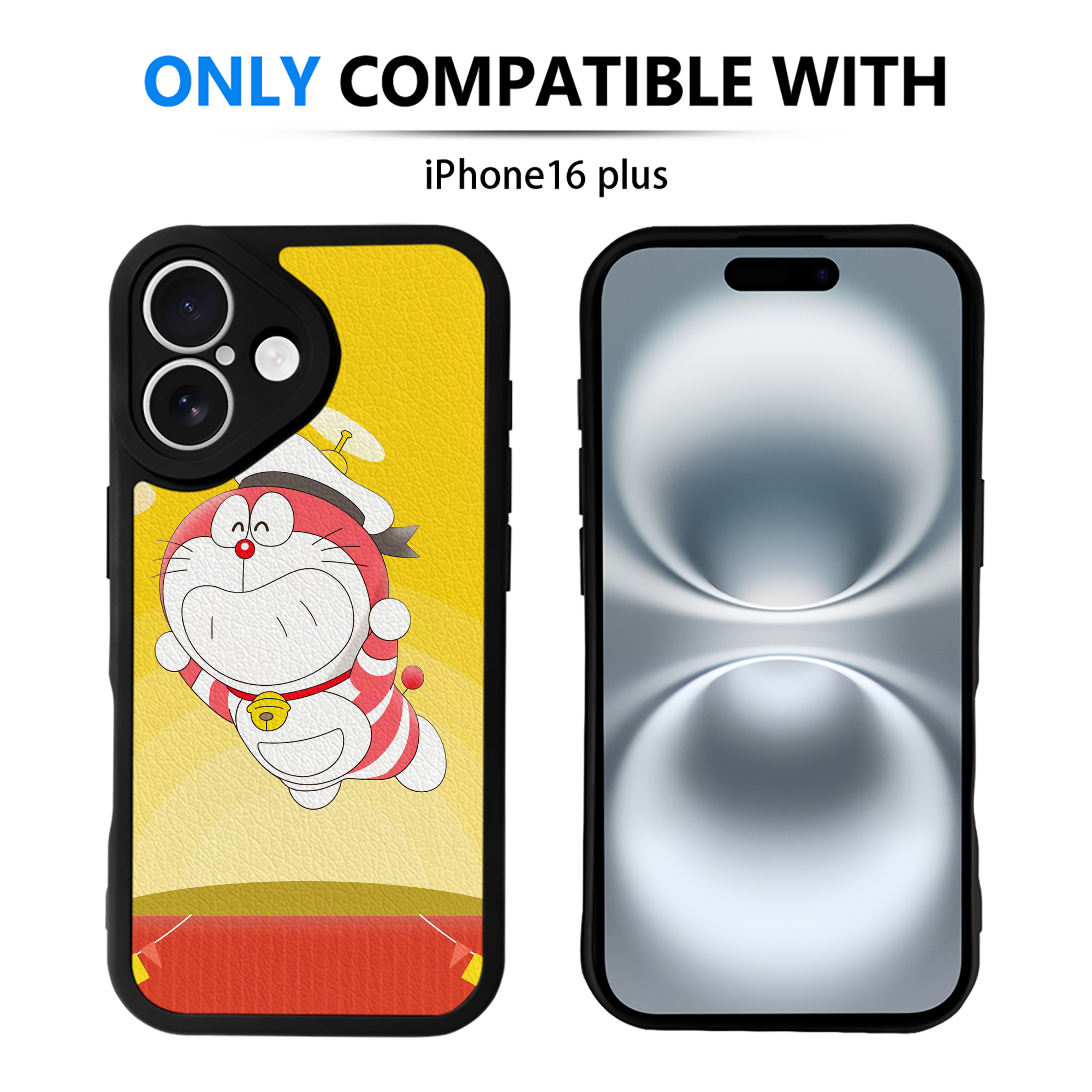（画像用） ドラえもん Doraemon 【iPhone 16シリーズ対応】シリコンスマホケース（レザー調） 材質：シリコン